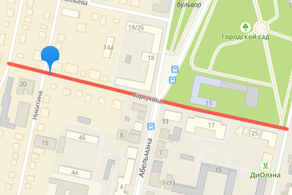 Скрин 2Gis карты Улица Барсукова,  Ковров