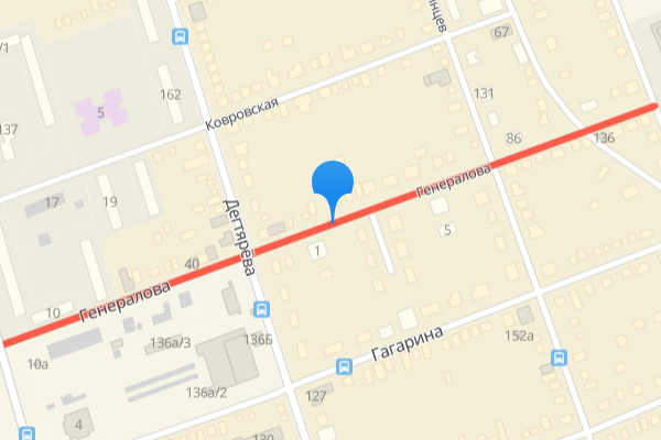 Скрин 2Gis карты Улица Генералова,  Ковров