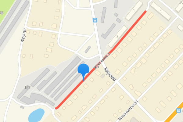 Скрин 2Gis карты Улица Жуковского, Ковров